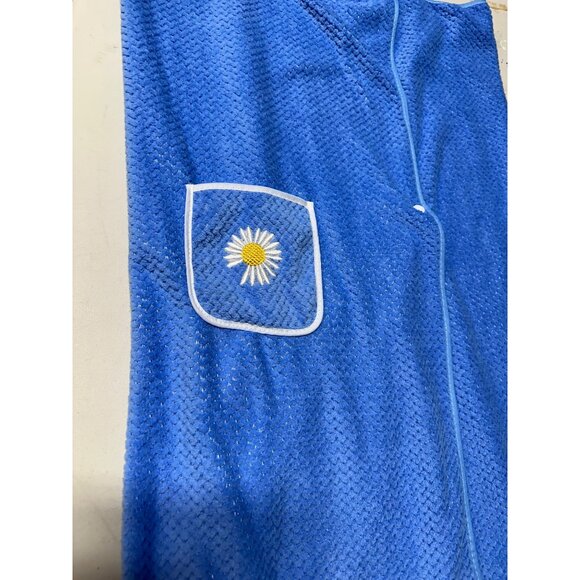 Towel Dress Terry Cloth Womens Bathrobe Embroidered Daisy Pocket Snap Pool beach - Picture 7 of 7